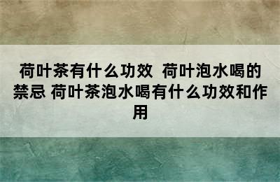 荷叶茶有什么功效  荷叶泡水喝的禁忌 荷叶茶泡水喝有什么功效和作用